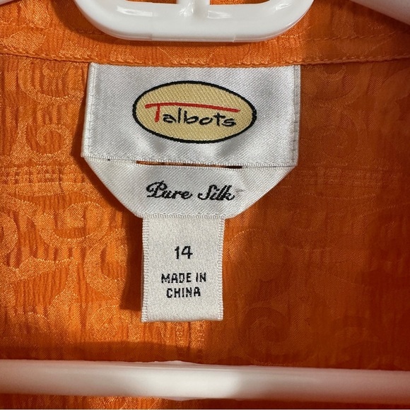 Talbots size 14 100% silk sleeveless top, orange, summer, lightweight, office - Picture 2 of 9